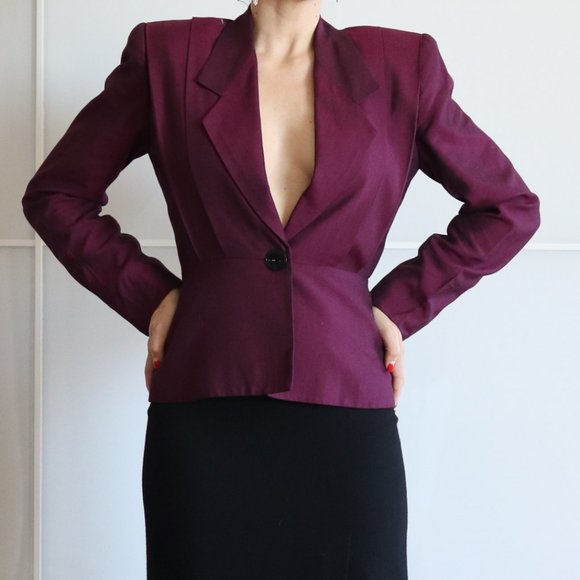 Vintage 80s Power Blazer Purple by Stirling Cooper - Picture 2 of 11